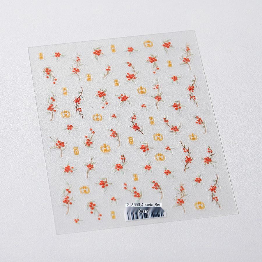 

Магический феррит Матовый красный боб Тонкие прозрачные наклейки для ногтей TS-3990