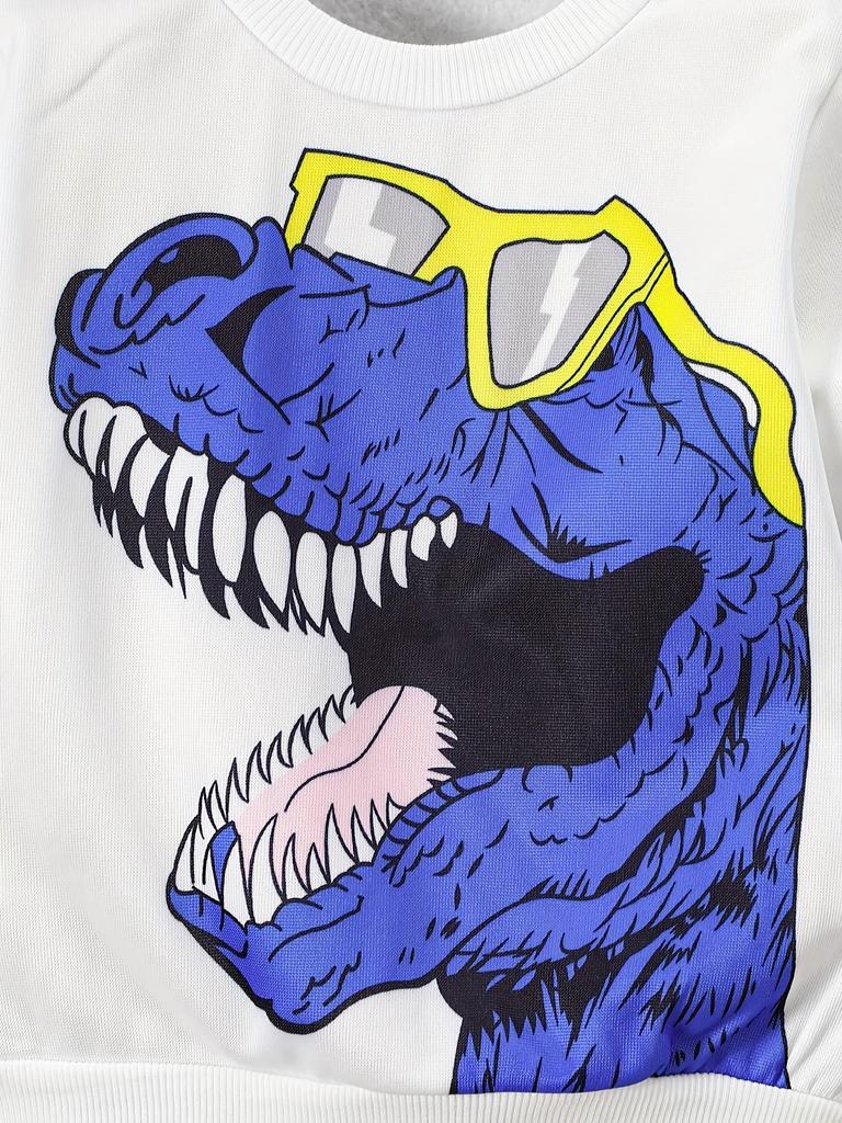 Conjunto de Moletom com Calça 3D de Dinossauro para Meninos - Roupa Tendência 2025