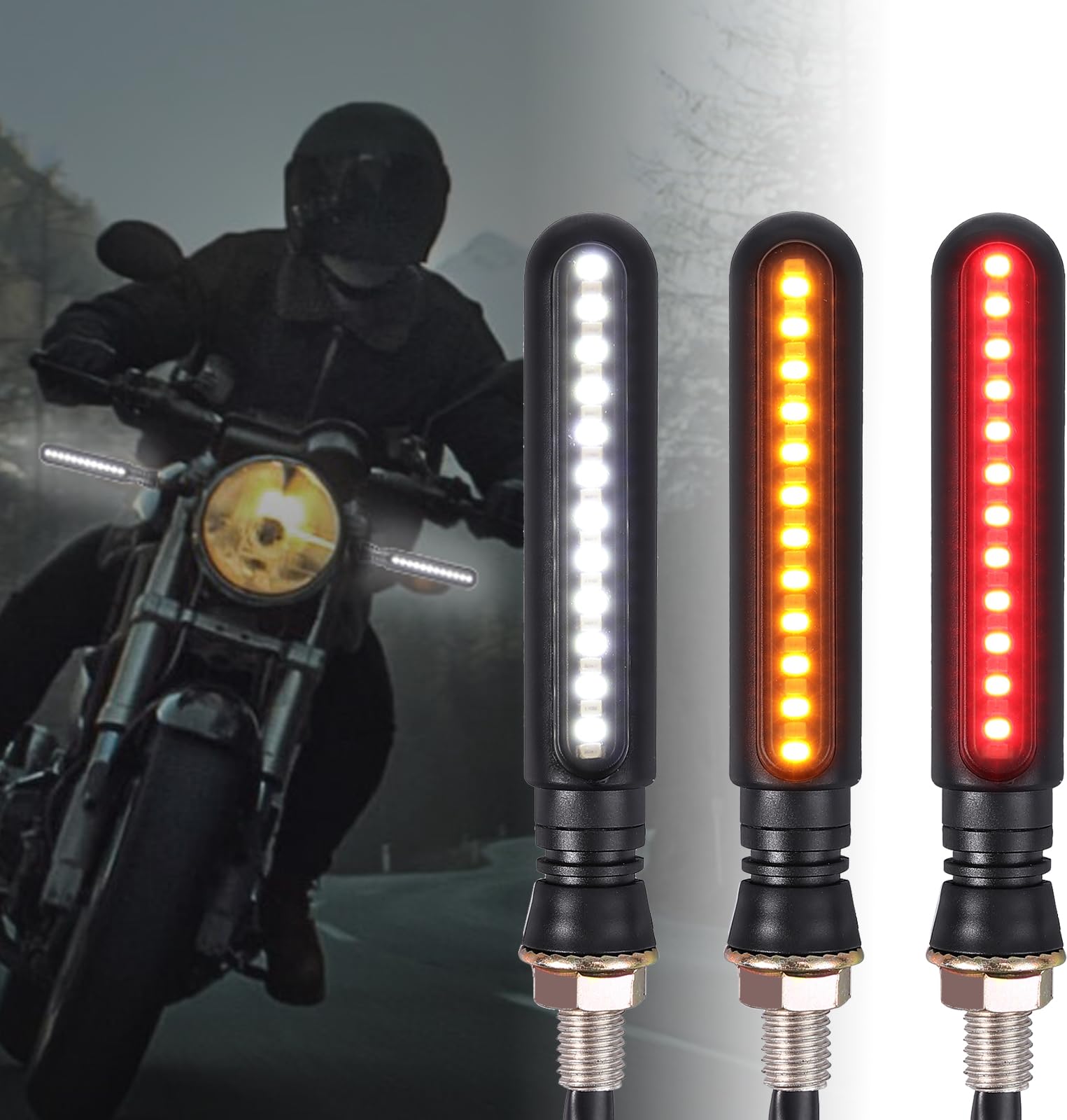 

Justech LED Motorcycle Turn Signal, 24 LED, 12 V, General Purpose Flowing Turn Signal,