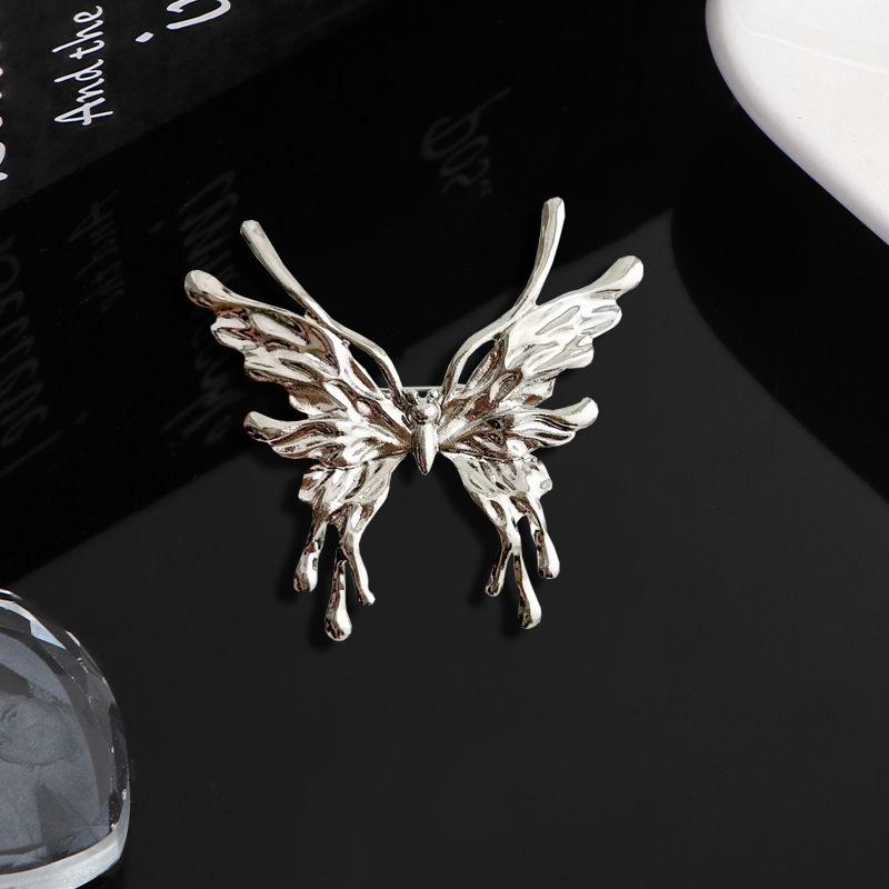 

Брошь-бабочка из жидкого металла, индивидуальный дизайн ниши, корсаж с холодным ветром, брошь для женского пальто, аксессуары серебряный