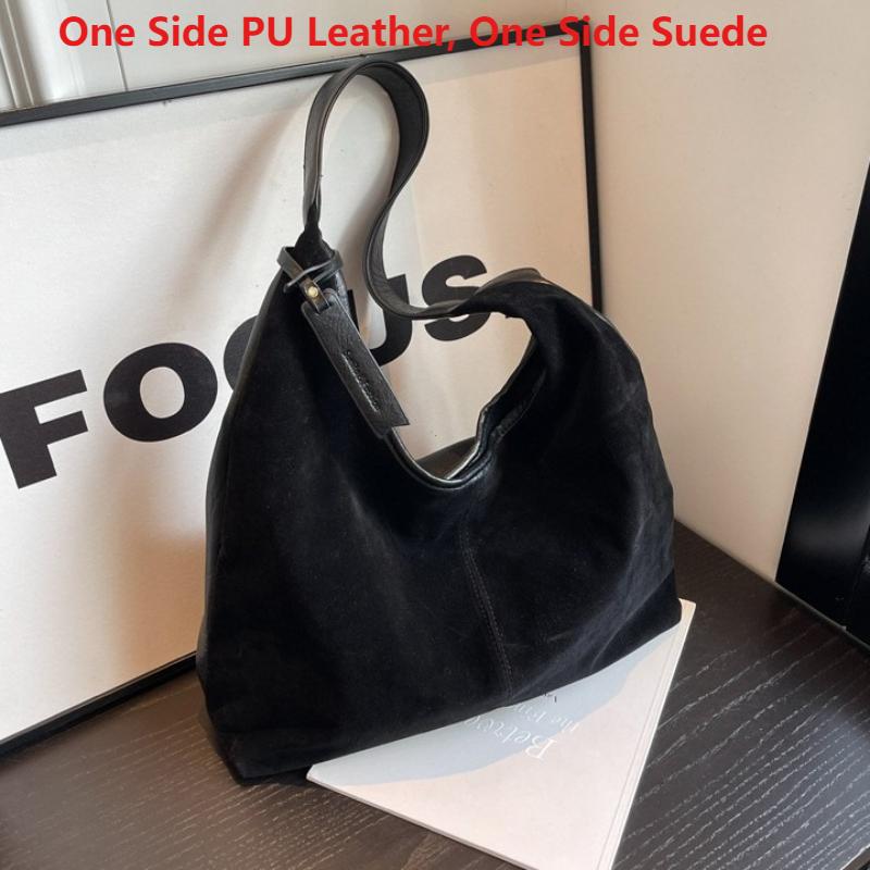 Women Suede Shoulder Bag with Zipper Hobo Bags Large Capacity Handbag Slouchy Bag Commuter Travel Bag Purses and Handbags