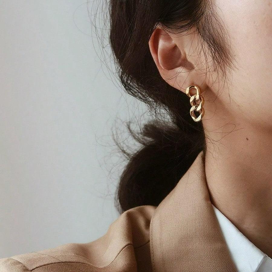 Fashion Chain Earrings Women's Simple Stainless Steel Temperament Stud Earrings