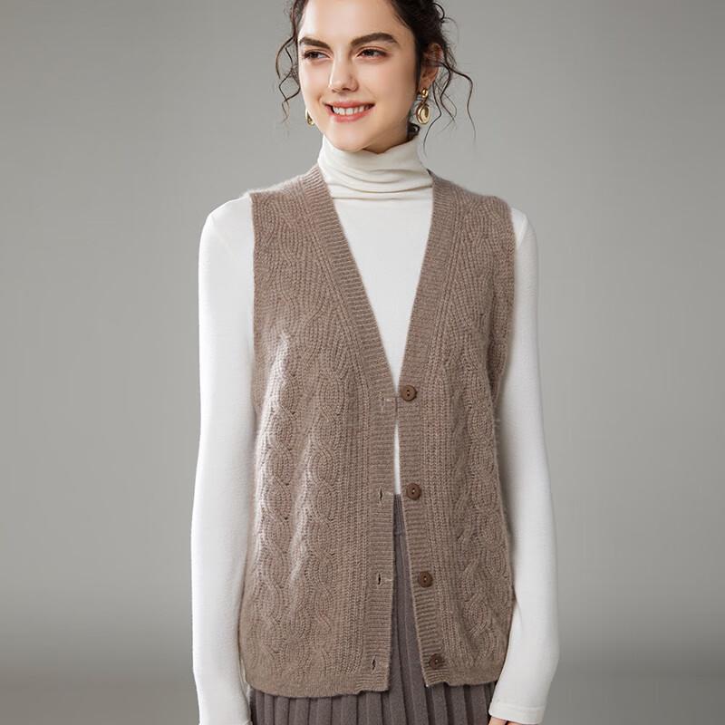 Fanzhen Women's Sleeveless V-Neck Cashmere Blend Cardigan Vest