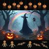 Halloween Decor Spooky Setting Fantasy Scene Spooky Decoration Outdoor Scene Witch Banner For Night Event Photo Background