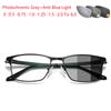 Full Frame Sun Photochromic Gray Square Prescription Eyeglasses Men Metal Student Power Spectacles 0 -0.5 -0.75 To -6.0