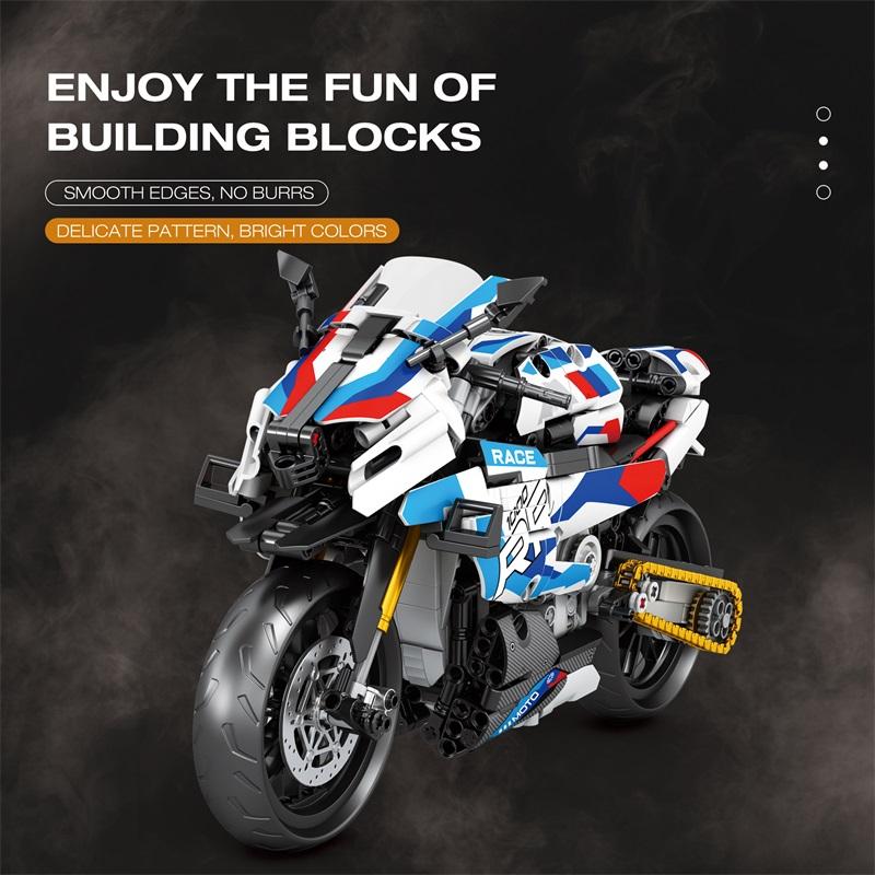 949PCS Super Motorcycle Building Blocks With Parking Rack Racing Model Bricks Desktop Display Ornaments Children's DIY Toy Gifts