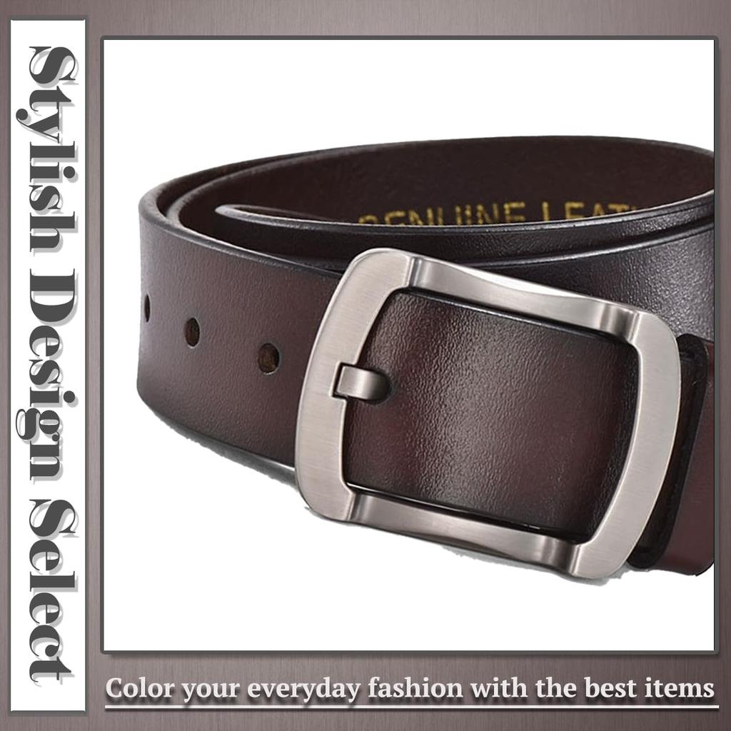 [One Limitation] Belt, Leather, Buckle, Metal, Elegant Design, Business Casual, Men's BP781 (Brown)