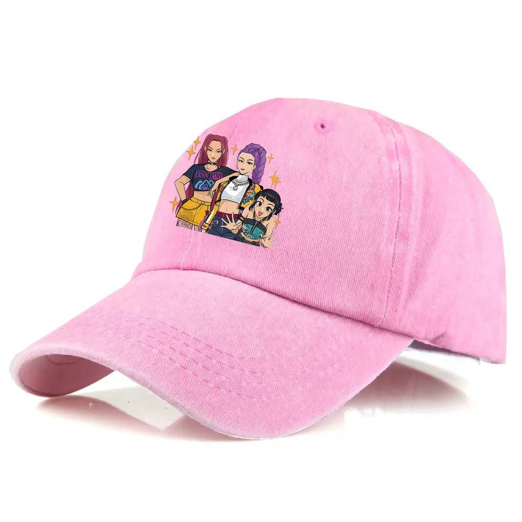 HUNTR/X Anime Girls Embroidered Baseball Cap, Vintage Washed Cotton Adjustable Dad Hat, Unisex Casual Sun Hat for Fans