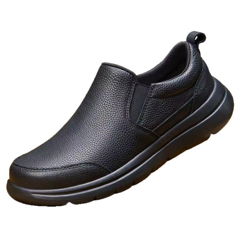 Fashion Forward Slip On All Black Mens Daily Wear Shoes Lightweight Plush Comfort Athletic Shoes For Middle Aged Elderly Dad Shoes