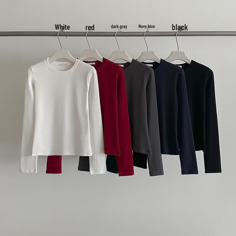 Evertrue Korean Style Slim Fit Solid Knit Long Sleeve Top - 2025 Autumn/Winter Collection Medium темно-серого