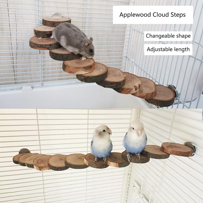 Hamster Ladder Wooden Blocks Chew Toy for Guinea Pig Hedgehog Mouse Sugar Glider Squirrel Chipmunk Climbing 10 Stairs