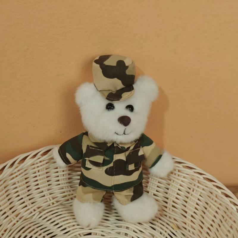 Traffic Police Officer Bear Doll Cute Doll Police Car Keychain Plush Toy Schoolbag Pendant Small Pendant Puppet