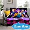 Custom Name Vibrant Anime KPop  Blanket bed sofa Blanket Flannel Blanket for Camping, Hiking, Picnic Essentials,gift for Fan family