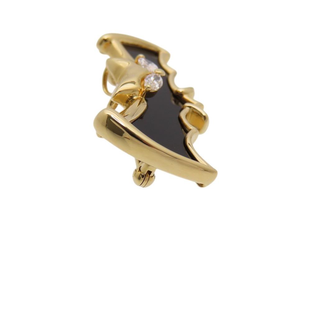 Used AUTHENTIC TASAKI K18YG Diamond 0.27ct Onyx Bat Motif BroochBrooch Black/Gold K18 Yellow Gold/diamond