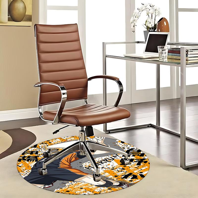 

1pc Hawkuri Anime Round Carpet - Office Chair Mat, Anti-Slip Rug for Desk, Decorative Floor Covering Suitable for Home, Bedroom, Living Room, Game Roo 80cm by 80cm