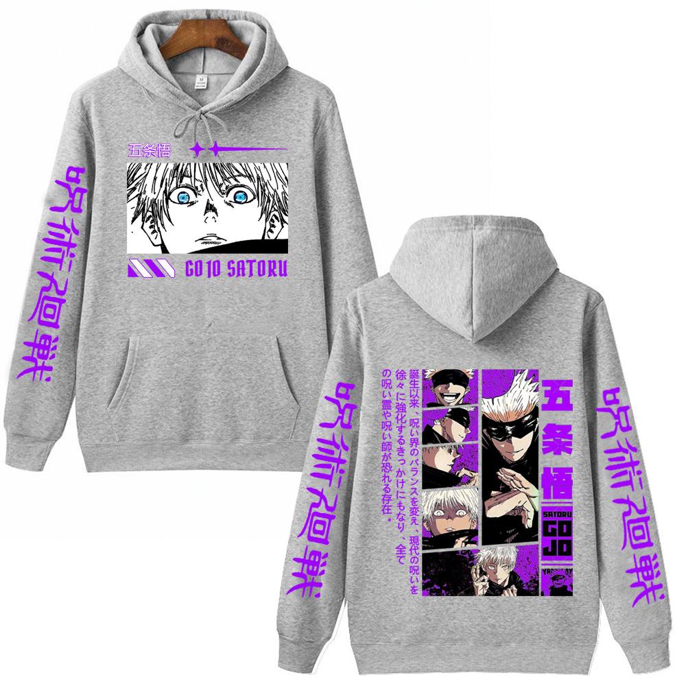 Jujutsu Kaisen Satoru Gojo Grafikdruck Kapuzenpullover Vintage Oversized Kapuzenpullover Hip Hop Langarm Baumwolle Kapuzenpullover Herren Damen Kleidung