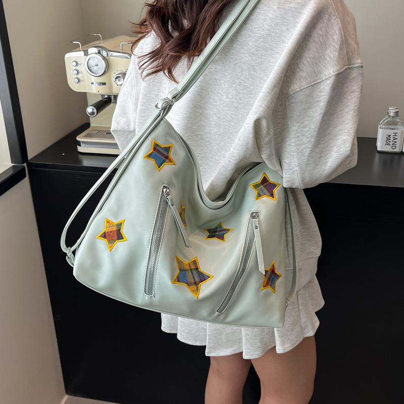 Stylová PU taška tote s hvězdným designem pro ženy Velkokapacitní taška přes rameno na zip