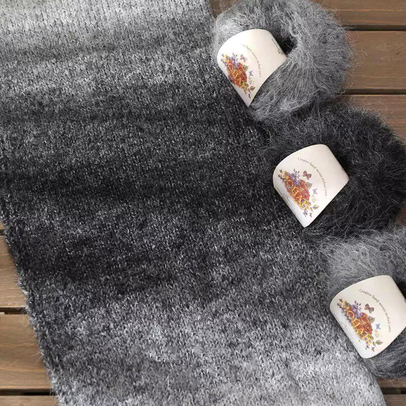 25g Multi-Color Mix Knitting Scarves Mohair Weaving Mixed Yarn DIY Long Wool Yarn Comfortable Knitting Fluffy Multicolor