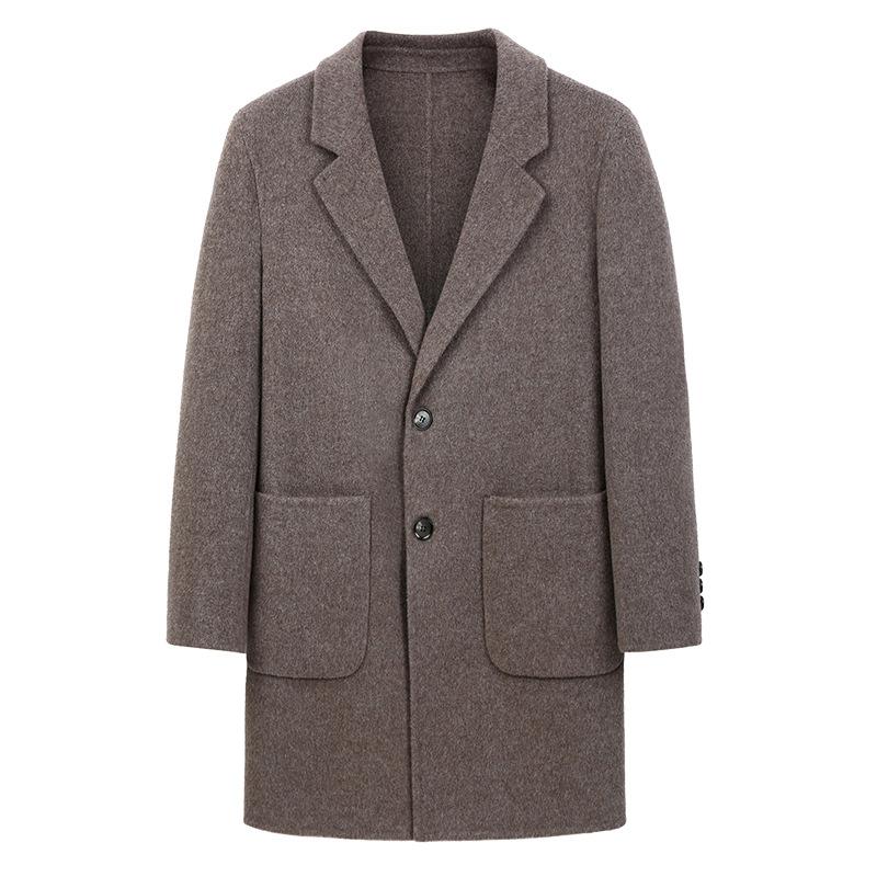 Double-sided Cashless Coat Men's Woolen Coat Medium and Long Winter Plus Down Wool Woolen Slim Fit