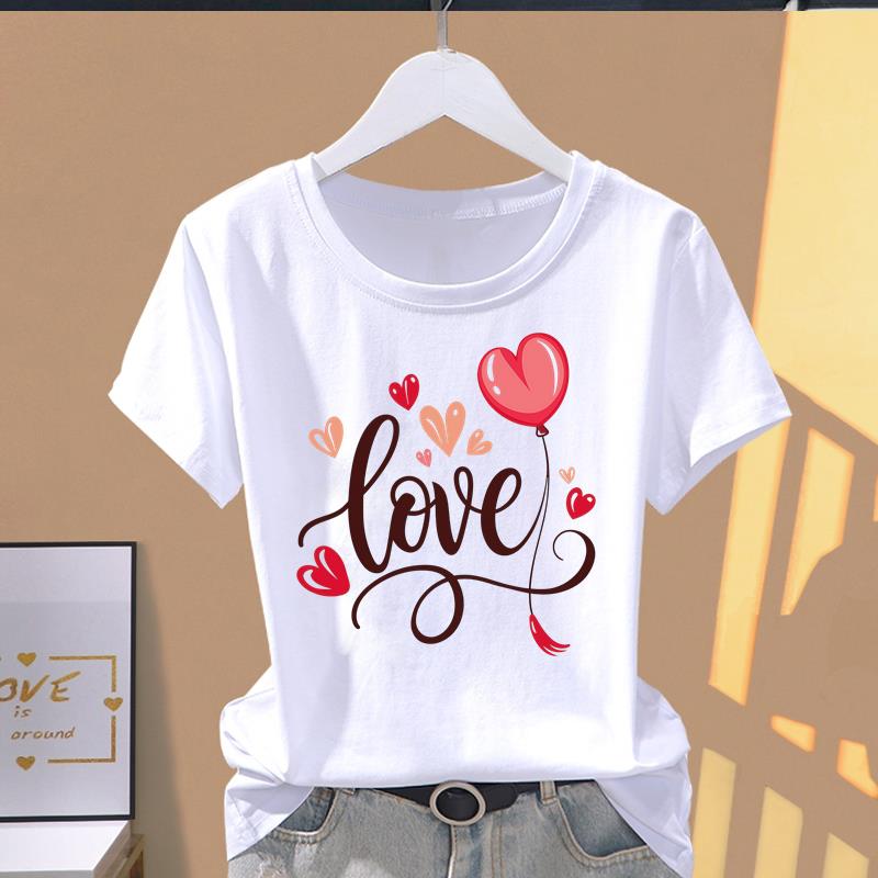 (Asian Size) cute letter style Women's Top T shirt Printed O-neck Short Sleeve T-shirts Fashion Female Casual Clothing Graphic Tee