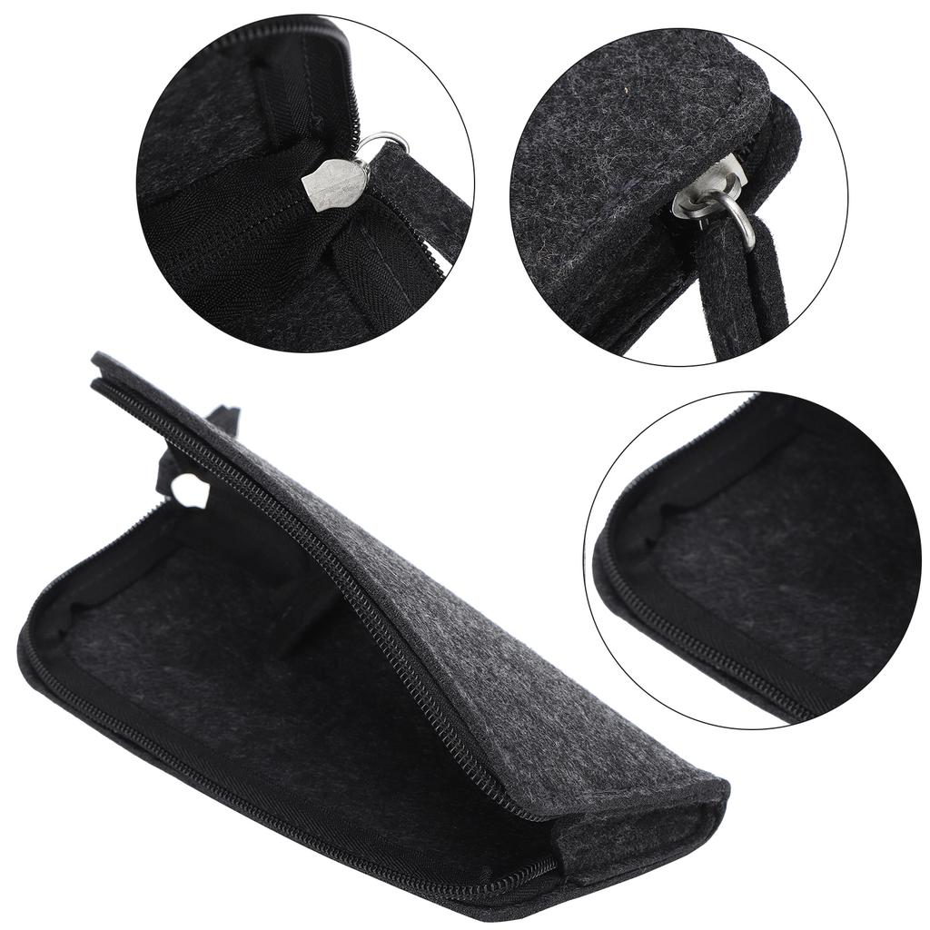 Pen Case Felt Storage Pencil Bag Thickened Flat Paint Brush DustProof Storage Tools(Light Gray )