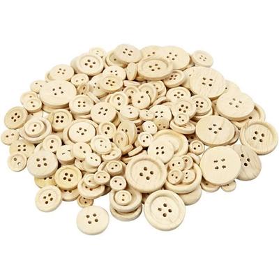 Wooden Buttons - Unlacquered Assortment - 2 and 4 Holes - 5 Different Sizes - Ref 40309