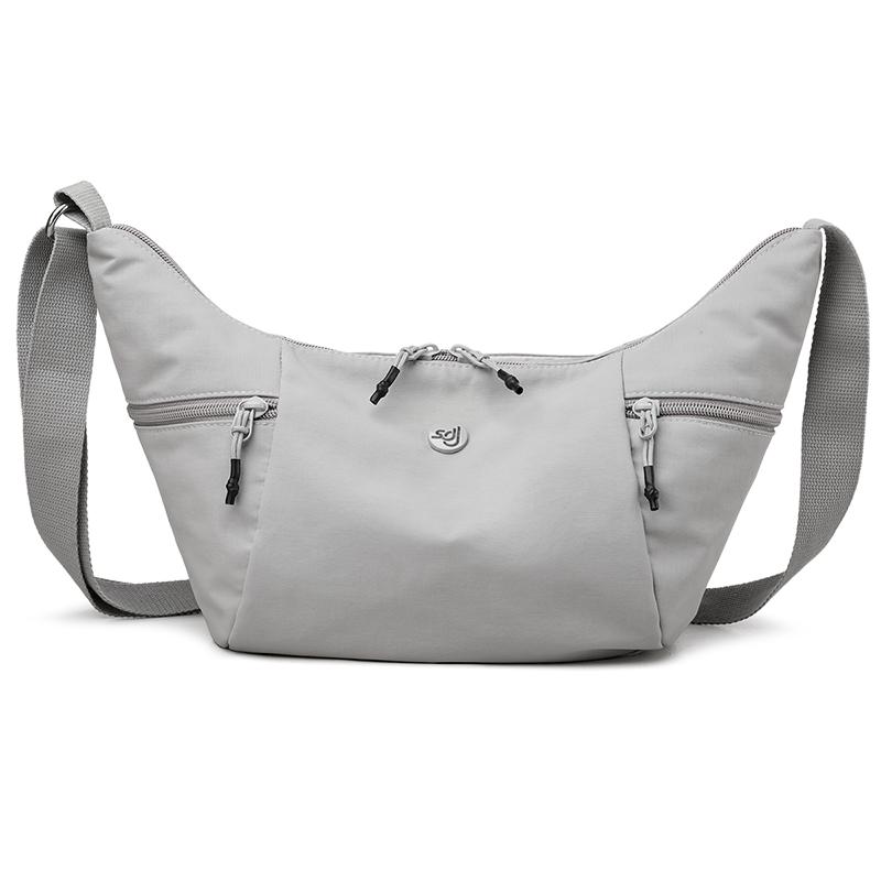 

Женская легкая нейлоновая сумка-хобо - сумка-кроссбоди в форме полумесяца с регулируемым ремешком (Водостойкий для работы и повседневного использования) светло-серый