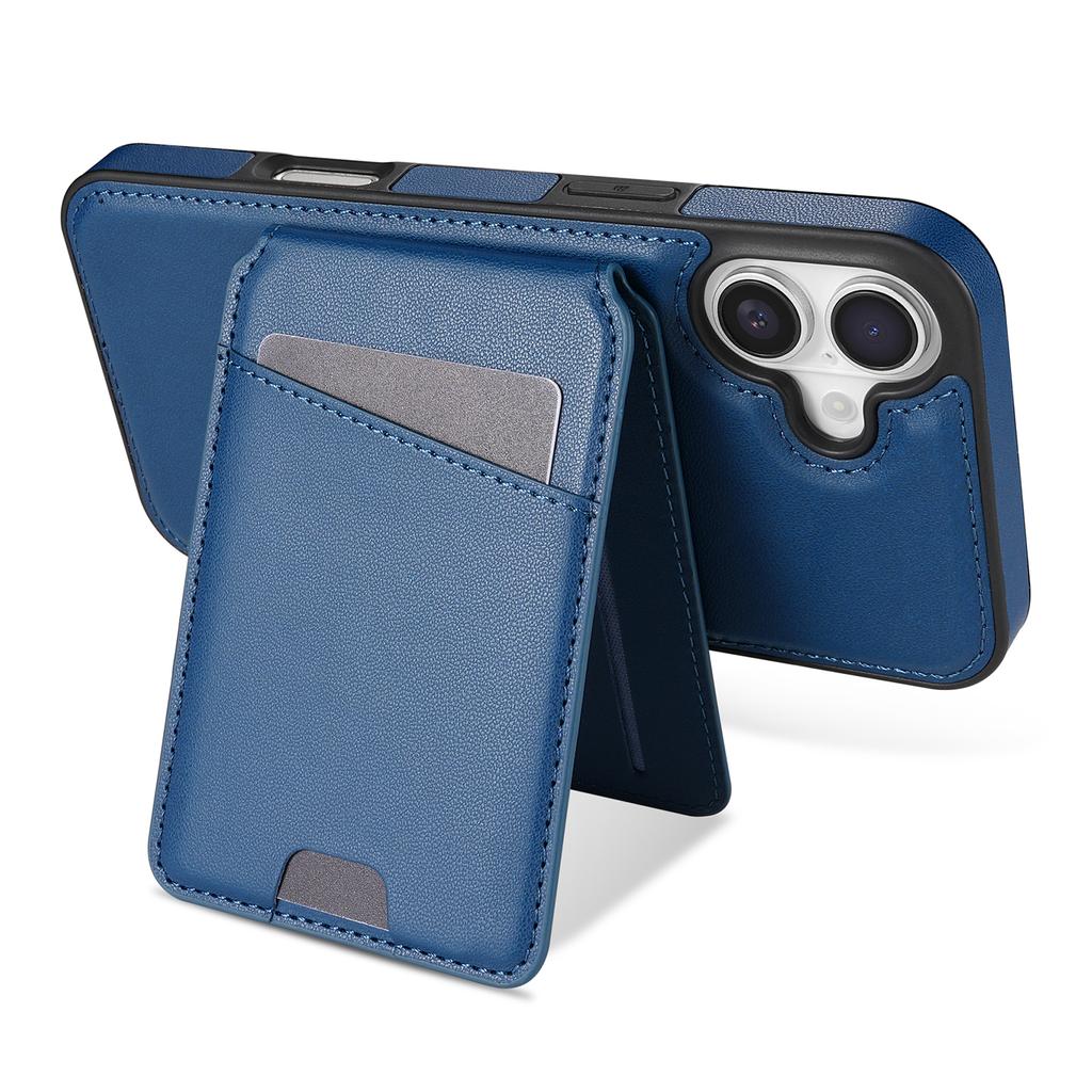 For iPhone 16 Case Compatible with MagSafe Detachable Card Holder Kickstand Leather Phone Back Cover