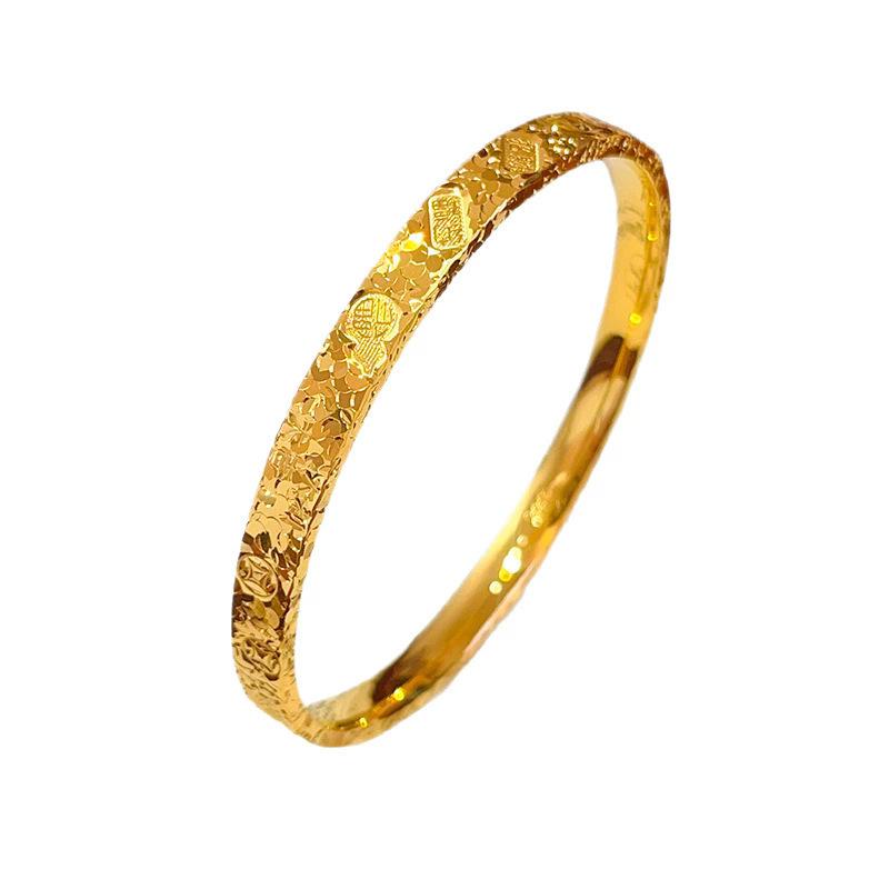 Goldener Blitz Reichtumsanziehendes Crushed Ice Glückverheißende Worte Armreif