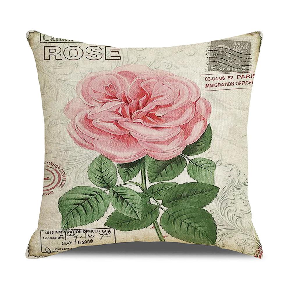 New Vintage Floral Pillow Linen Printed Sofa Home Office Decorative Cushion Cover
