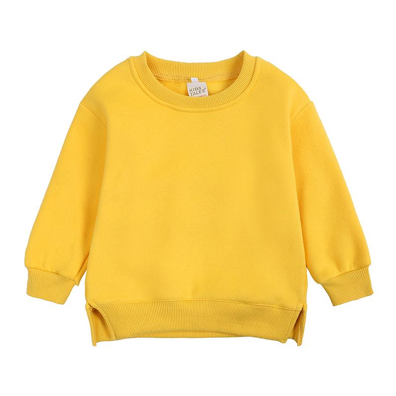 Kids' Korean Style Solid Color Long Sleeve Sweatshirt, Round Neck Trendy Top for Boys and Girls