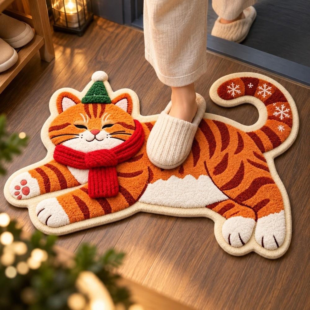 Non-Slip Dog-Shaped Area Rug Anti-fouling Cartoon Carpet Cat-Shaped Area Rug  Christmas Decorations