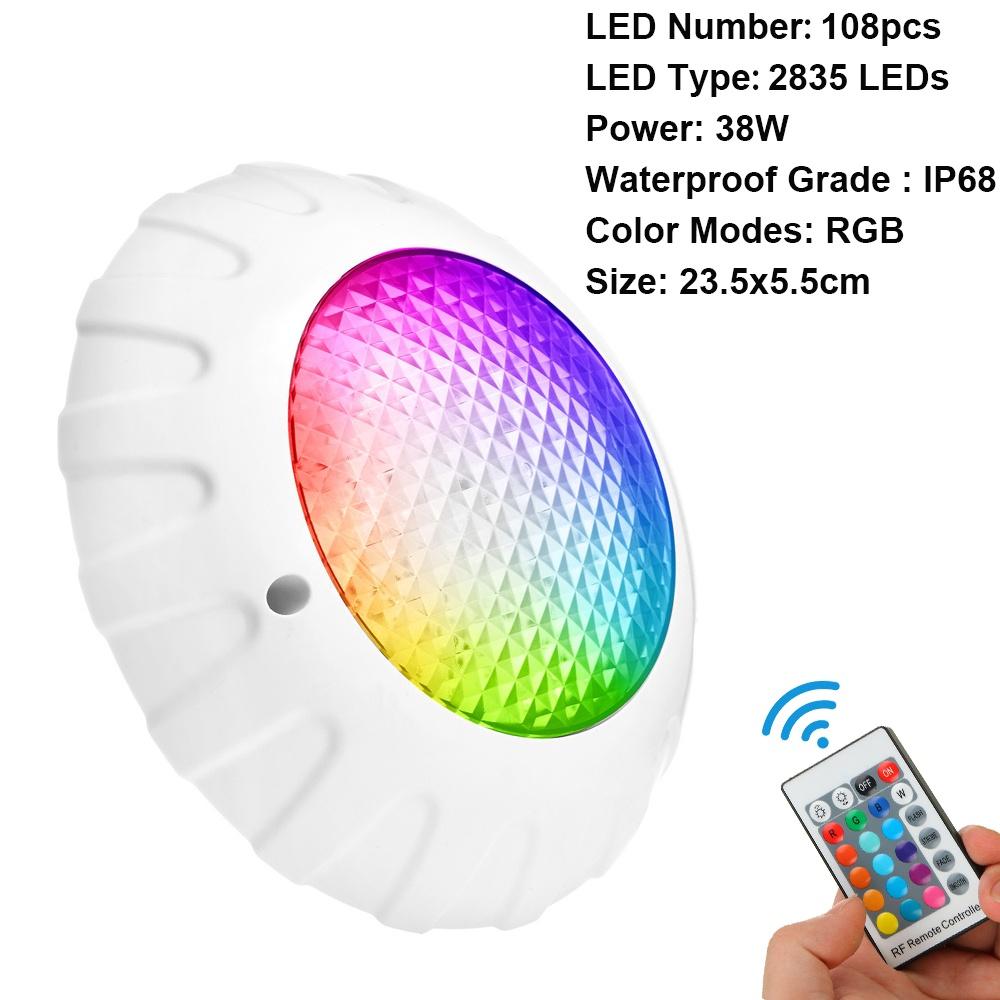 IP68 AC/DC 12V 38W Schwimmbadlicht RGB LED Wasserdicht Unterwasserlicht Teichlichter LED-Scheinwerfer für Pool