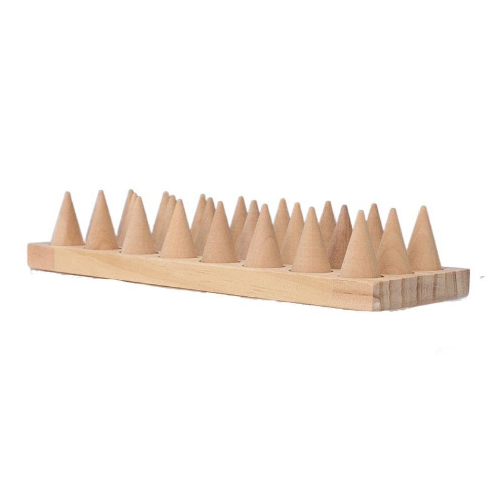 Decorative Wood Cone Ring Display Stand Retro Ring Storage Rack Crafts Bangle Storage Tray  Key