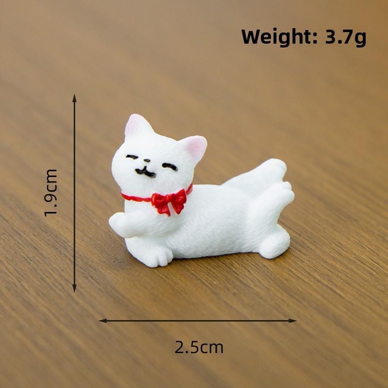 Cute Micro Cat Landscape Resin Ornament With Bow Tie Design For Home Decoration