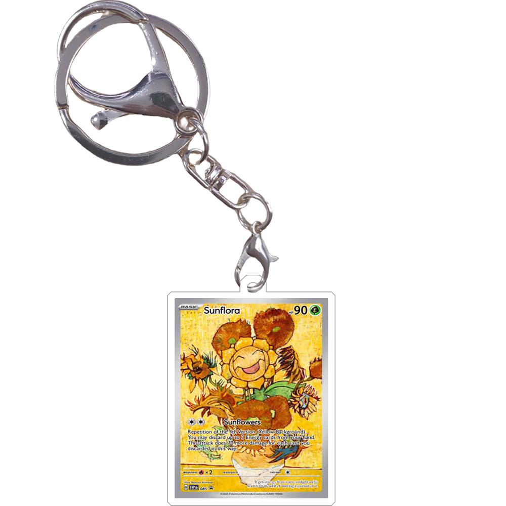 Pokemon Keychain Van Gogh Oil Painting Series Eevee Charizard Mew Mewtwo Acrylic Small Cards Anime Game Pendant Game Prop Toys