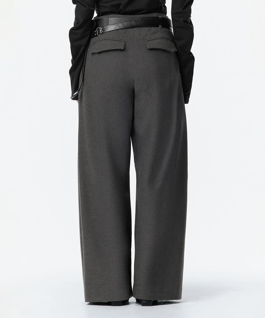 Teulimingbeodeu Wide Wool Tuck Slacks [ Gray ]