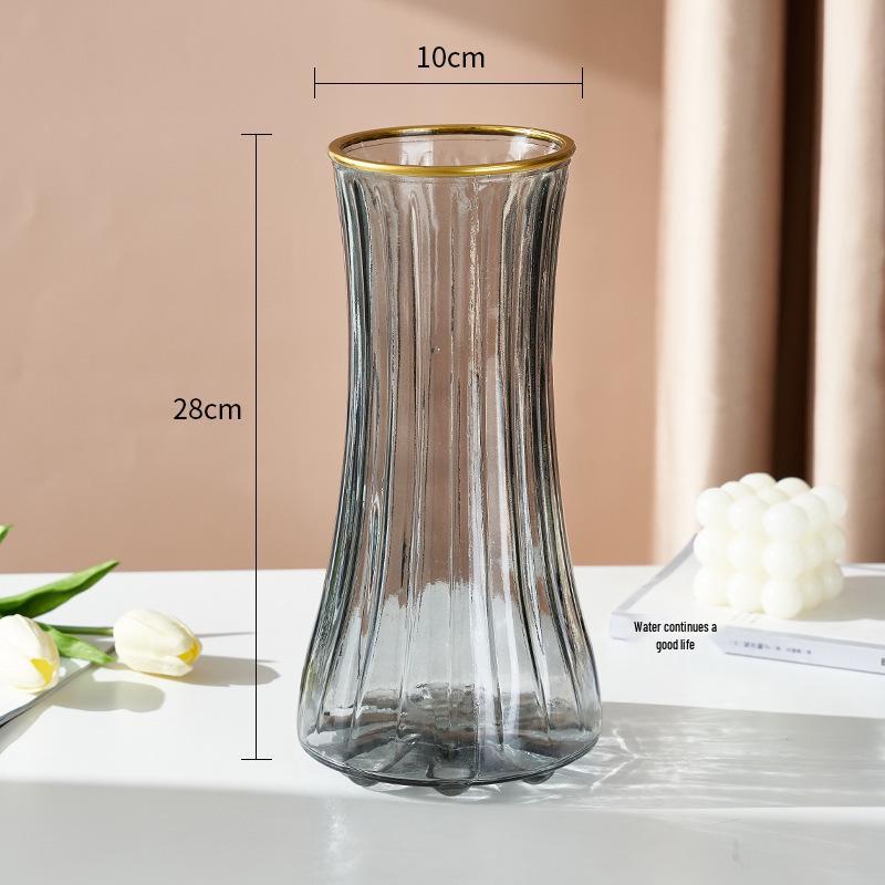 Nordic Cone-Shaped Transparent Glass Vase for Lucky Bamboo and Flowers