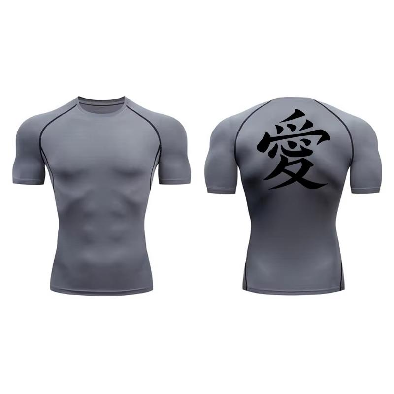 Spider Print Short Sleeve Compression Shirts for Men Summer Athletic Quick Dry T-shirts Gym Workout Running Tees Tops  RL00227