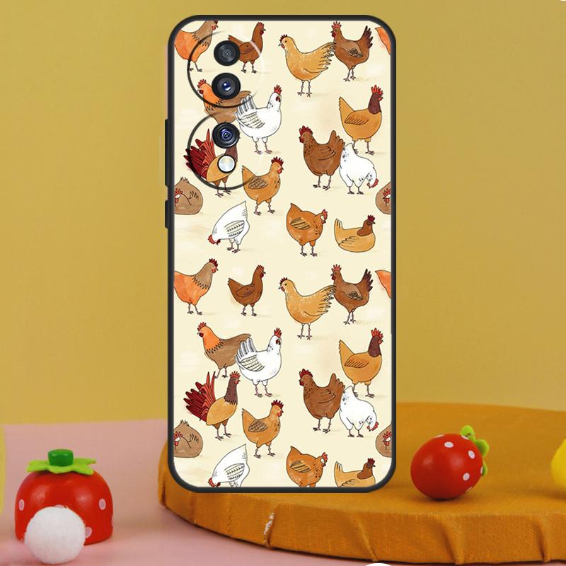 Cartoon Chicken Rooster Case For Honor 200 Pro X9a X9c X8a X7a X6a X7 X8 X9 X8b X9b 50 70 90 Magic 5 6 Lite Cover