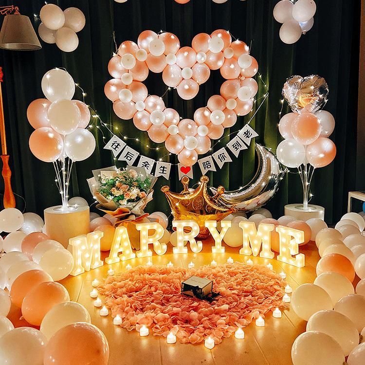 Anniversary Romantic Scene Decoration: Valentine's Confession Bedroom Proposal Balloon Wall Set