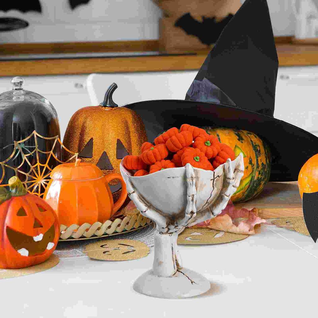 Ciotola di Halloween Mano Teschio Frutta Cibo Decorazione Vassoio Caramelle Contenitore Mani Bianche