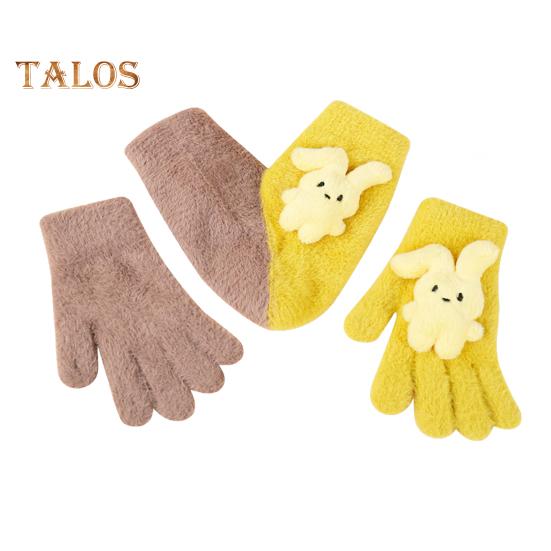 

1 комплект теплых вязаных плюшевых парных перчаток, толстые, с рисунком животных из мультфильмов, прикосновение к экрану, символическое единство, рука об руку с любимыми, сердечки, варежки, тепло жёлтый