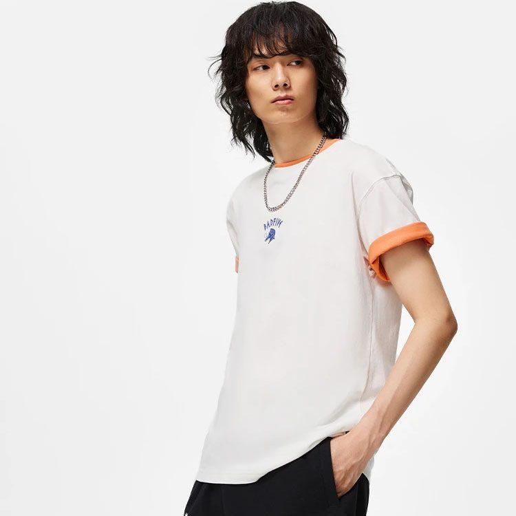 Li Ning BADFIVE T Shirts Men's Ivory Crew Neck Moderate Straight Fit AHST285-7