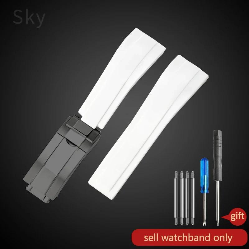 Paski do zegarka Daytona Yacht Log Czarny Zielony Water Ghost Zakrzywione zakończenie 20mm Silikonowy Wypukły Interfejs Czerwony Niebieski Pasek do zegarka