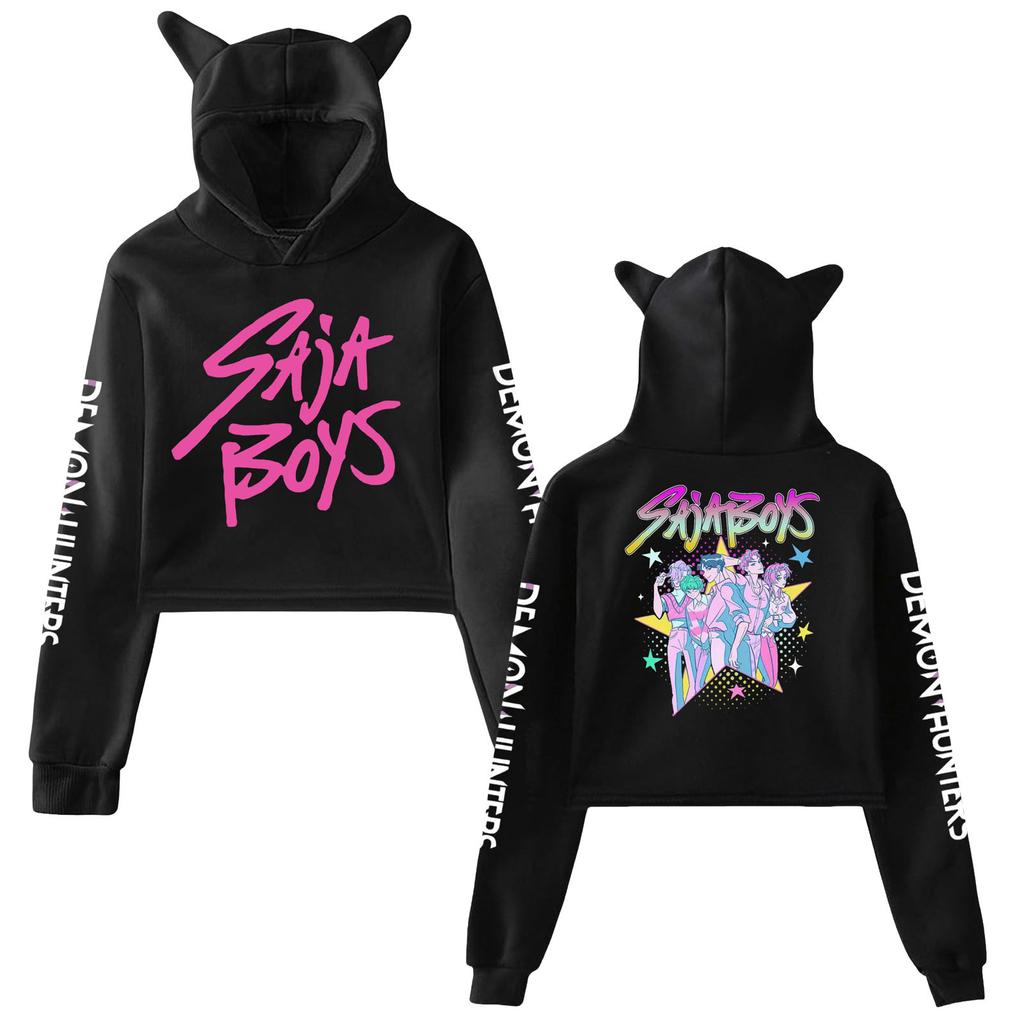 Hot K-pop Anime Kpop Demon Hunter Saja Boys Crop Tops Women Sweatshirt Long Sleeve Girls Fashion Hoodie