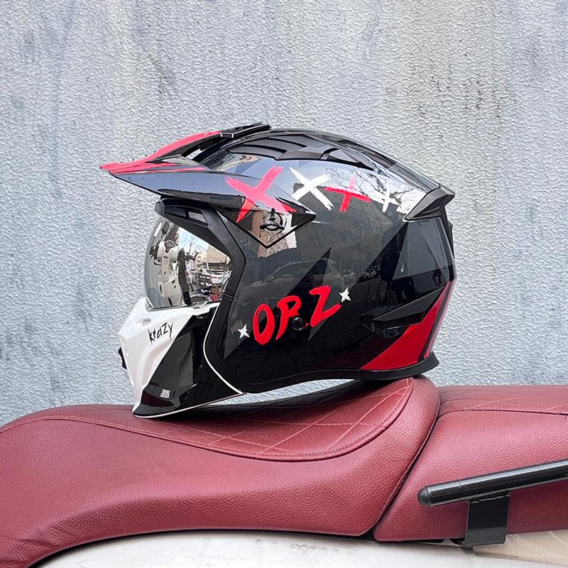 Street Fighter Motorcycle Helmet Men's and Women's Full Helmet Four Seasons Locomotive Retro Detachable Combination Helmet
