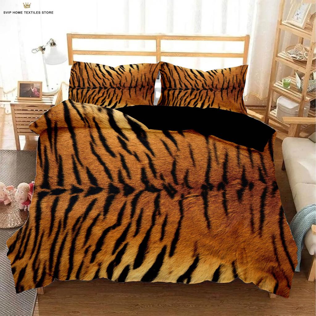 Black And White Leopard Animal Fur Texture 3D Printed Quilt Cover 100% Polyester Bedding Set Duvet Cover Pillowcase 3 Pieces