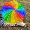 1pc rainbow spiral Automatic Open/Close Umbrella with Windproof, 8-Rib Sturdy Canopy, Durable Ribs, Fashionable Design1221A