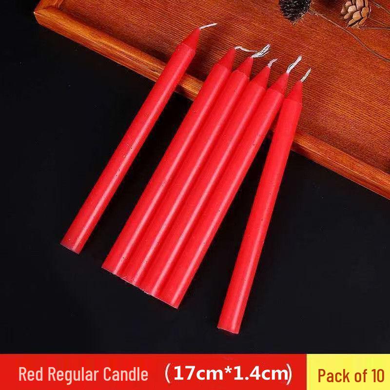 Red & White Long Pole Candles - 100 Pack, Free Shipping, Large Size for Power Outages & Emergency Lighting.
